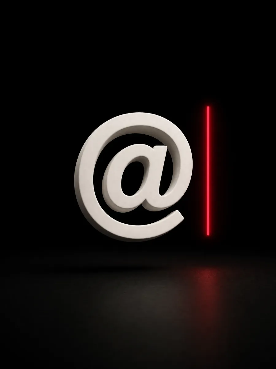 A white @ symbol next to a dark red text cursor.